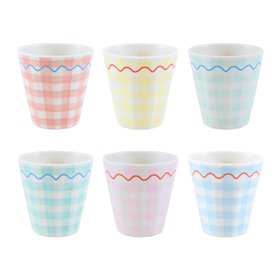 Gingham Reusable Cups (x 6)