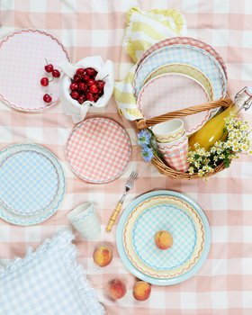 Gingham Reusable Cups (x 6)