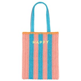 Striped Raffia Happy Tote Bag