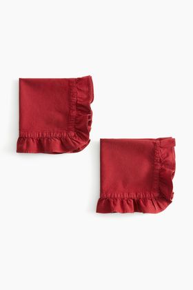H&M Home - 2-pack frill-trimmed napkins - Red - size: 40x40