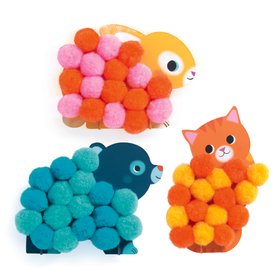 Djeco Pom Pom Collage Animals and pom pom circles