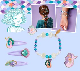 Djeco - MERMAID COLLECTION - PLUME - Loreleï + Marina Hair Clips + Coralie Bracelet