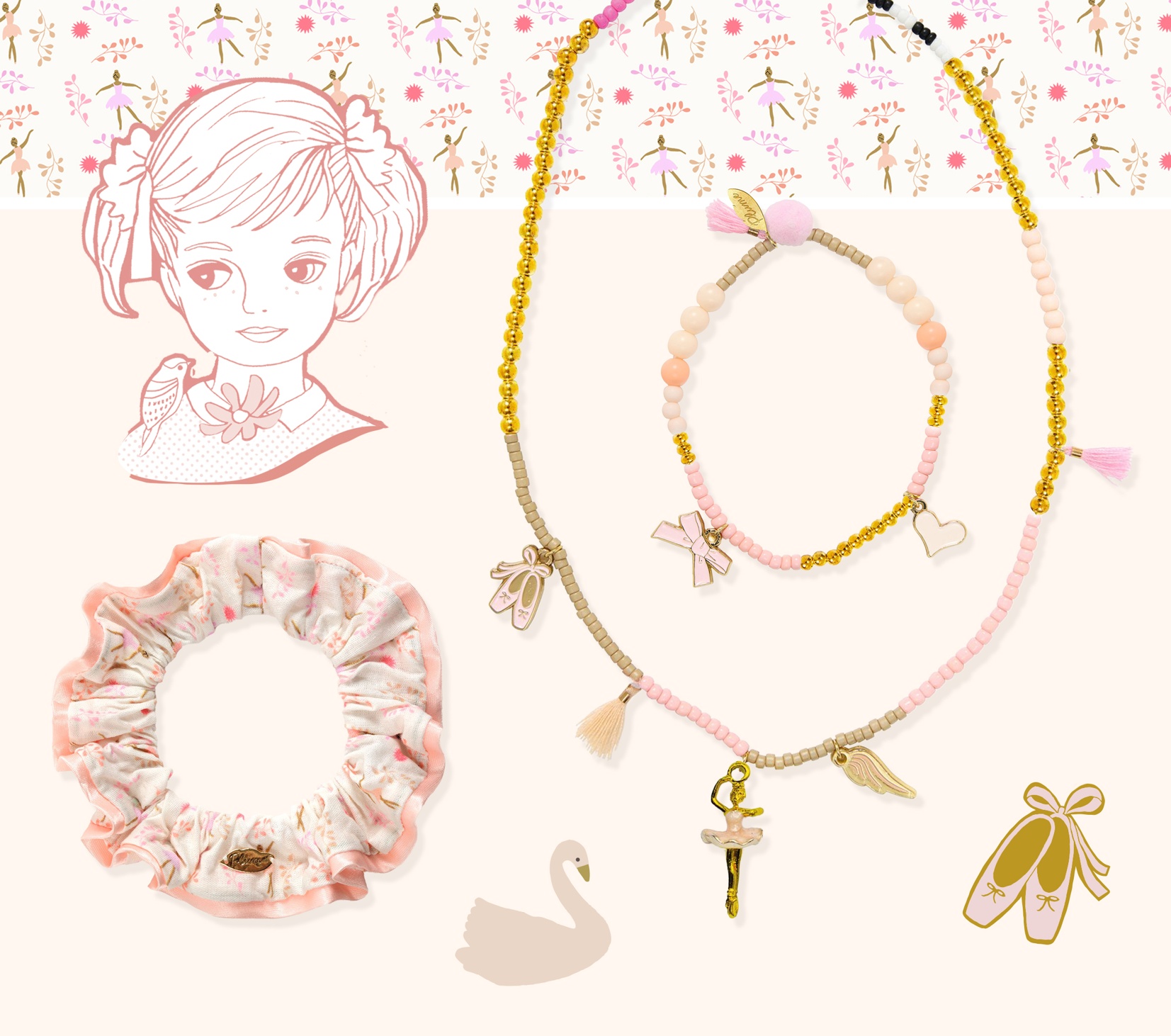 Djeco - Ballerina Collection - Plume - Isadora Necklace + Gisèle Bracelet