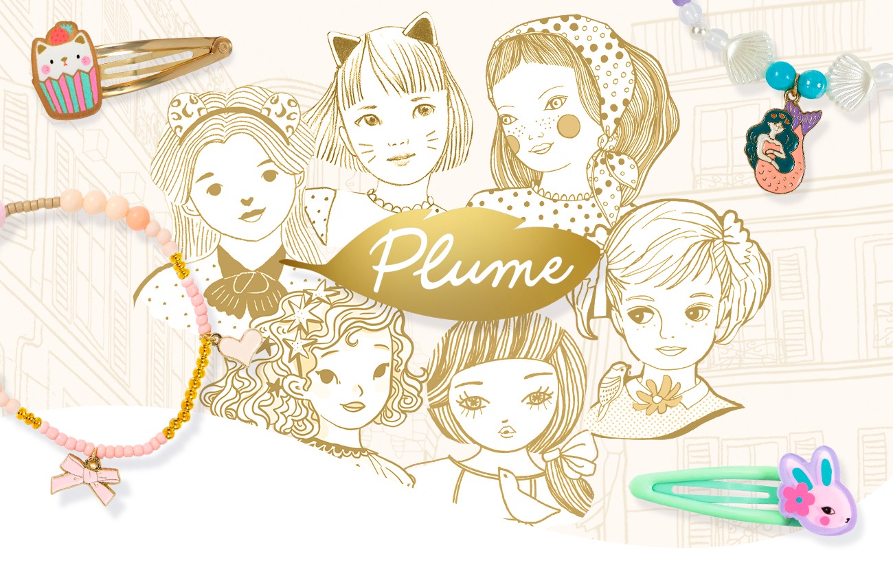 Djeco - Plume - Anémone + Yoko Hair Clips + Coralie + Gisèle bracelet