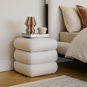 Fleur Boucle Storage Footstool in Cloud Dancer White