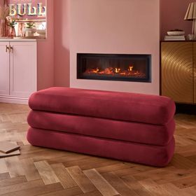 Fleur Luxe Storage Ottoman in Deep Burgundy Velvet