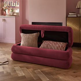 Fleur Luxe Storage Ottoman in Deep Burgundy Velvet