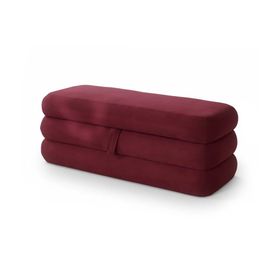 Fleur Luxe Storage Ottoman in Deep Burgundy Velvet