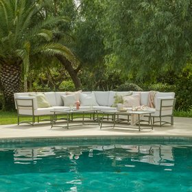 Wilder 8 Seater Metal Corner Sofa Set with Coffee Table