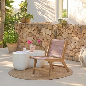 Seren White Acacia Occasional Garden Chair - Mottled Pink Rope