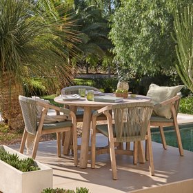 Shiro 4 Seater Round Wooden Sage Green Garden Dining Set