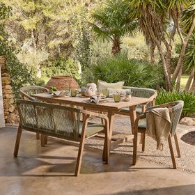 Shiro 6 Seater Wooden Sage Green Garden Dining Set with Bench