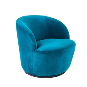 Sawyer deep teal swivel armchair with ergonomic curved back