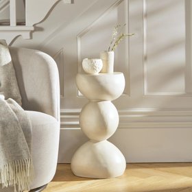 Alder stacked stone-effect concrete side table