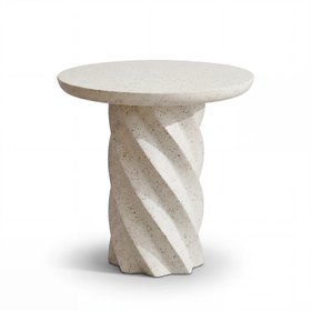 Bianca round side table in paprika terrazzo with twisted base