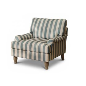 Brea coastal blue striped armchair with whitewash oak leg