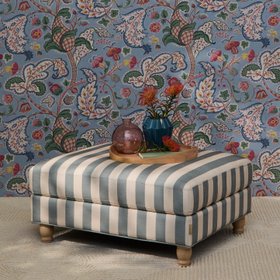 Brea coastal blue striped footstool