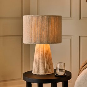 Lohi table lamp in natural chenille