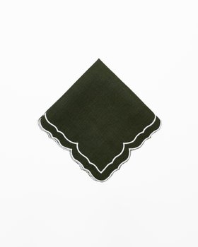 Forest Green, Embroidered Linen Napkins   Set Of 4