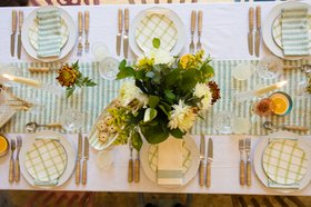 Sage Green Harlequin Pattern - Block Printed Cotton Table Runner