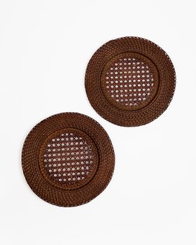 Dark Brown Rattan Charger Mats, set of 2