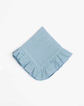 Light Blue Ruffled Linen Napkins