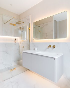 ARYSTO Ten Wetroom Panel And Hinge Panel In Brushed Brass