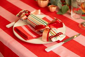 Striped Table Cloth | Red & Pink