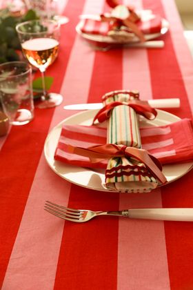 Striped Table Cloth | Red & Pink