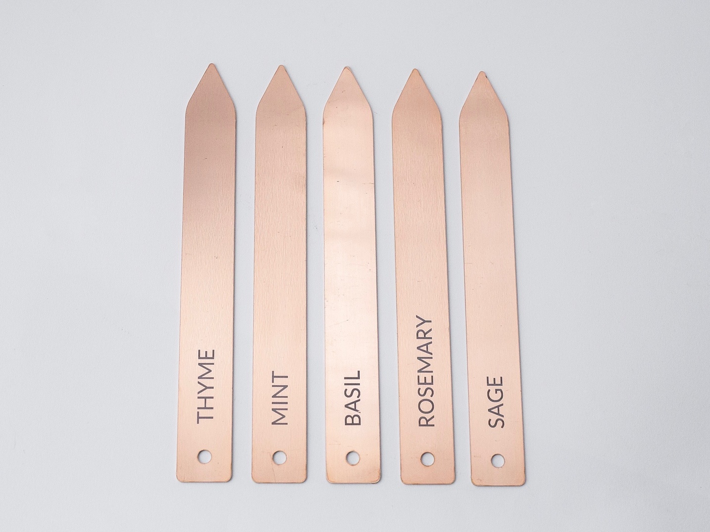Laser Engraved Copper Pot Labels (top 5 herbs)