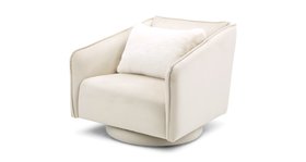 DFS Lovise Velvet Swivel Accent Chair In Cream
