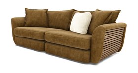 DFS Alani 4 Seater Sofa In Brass And Cream Combination With Oak Panelling