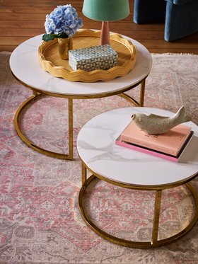 DFS Halo Gold Nested Coffee Table In White And Gold