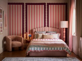 DFS Leonore King Ottoman Bedframe In Pink, Available Exclusively At DFS, DFS Essie Accent Chair In Blush