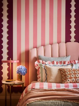 DFS Leonore King Ottoman Bedframe In Pink