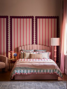 DFS Leonore King Ottoman Bedframe In Pink, Available Exclusively At DFS, DFS Essie Accent Chair In Blush