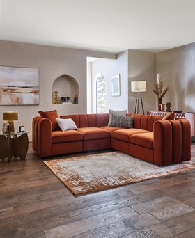 DFS New Sofables Sofa 'The Corner Snuggle ' In Rust Plush Fabric