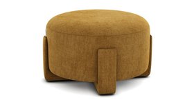 French Connection Molten Small Round Footstool In Plain Caramel, Available Exclusively At DFS