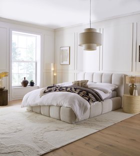 French Connection Marylebone Double Ottoman In Marylebone Chenille, Cream