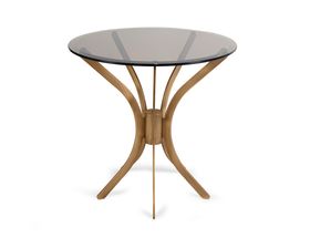 Modern Living Room decor Haring Side Table with 24k gold brass legs by Castro Interiors Glass Top Round Coffee table Mocha Moose