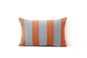 AMETISTA Blue and Camel Velvet Deluxe Cushion