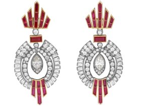 Art Deco Ruby And Diamond Earrings