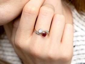 Edwardian Ruby and Diamond Twist Ring