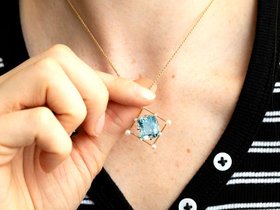 Gold Aquamarine Pendant Necklace