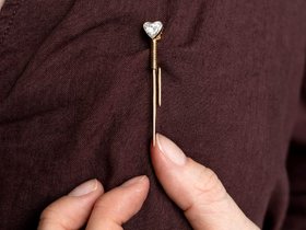 Vintage Heart Diamond Pin Brooch