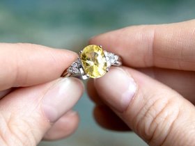 3.9 Carat Oval Yellow Sapphire Engagement Ring