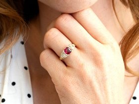 Antique Gold Ruby Diamond Ring