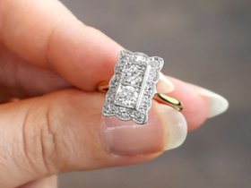 Antique Rectangular Multi Diamond Dress Ring