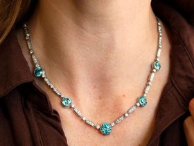 Antique Zircon and Diamond Necklace