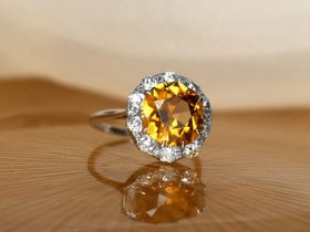 Platinum Zircon and Diamond Ring